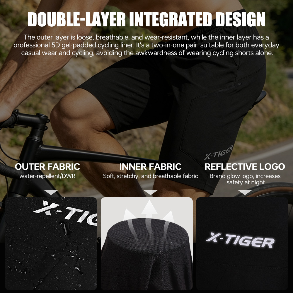 X-TIGER 2 em 1: Novas Bermudas - Cycling Shorts For Commute avaliação e preço